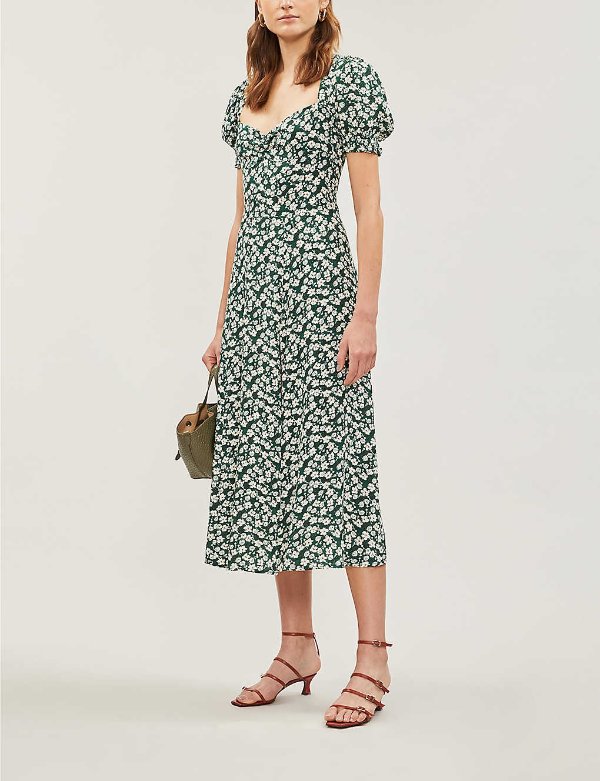 Lacey abstract-print crepe midi dress