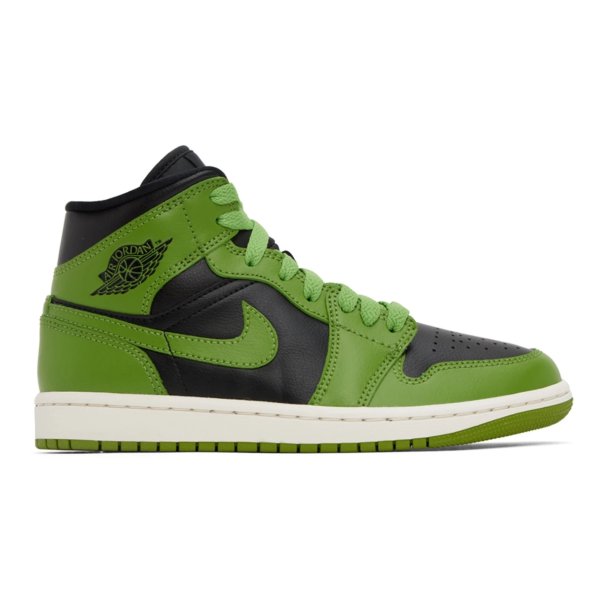 Green & Black Air Jordan 1 Mid Sneakers
