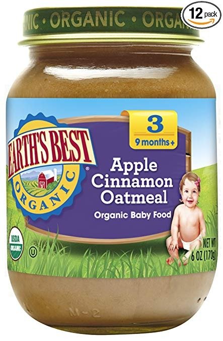 Organic Stage 3 Baby Food, Apple Cinnamon Oatmeal, 6 oz. Jar