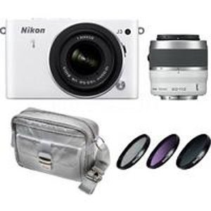 (Factory Refurbished)Nikon 1 J3 14.2MP Digital Camera with 10-30mm VR and 30-110 VR Lenses Deluxe Kit