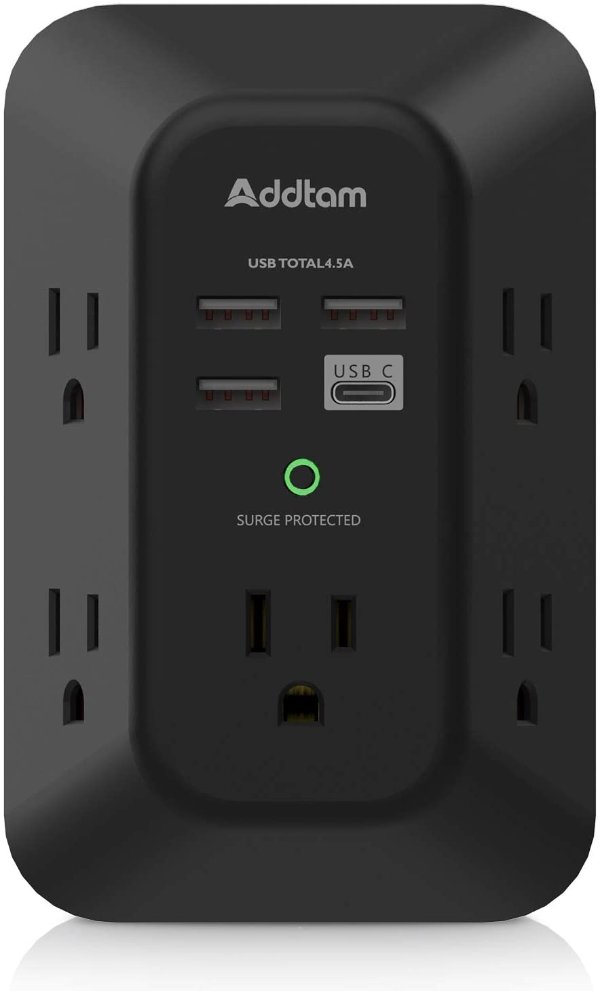 Addtam USB Wall Charger Surge Protector