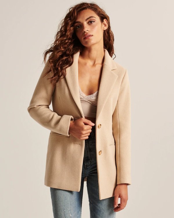 Women's Wool-Blend Blazer Coat | Women's Clearance | Abercrombie.com