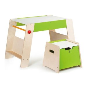 Hape Kids Wooden Play Station & Art Activity Easel Table Set with Stool