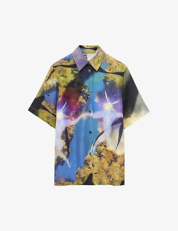x Howl's Moving Castle Magical Sky graphic-print silk-blend shirt