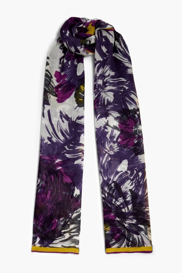 Printed cashmere and silk-blend scarf