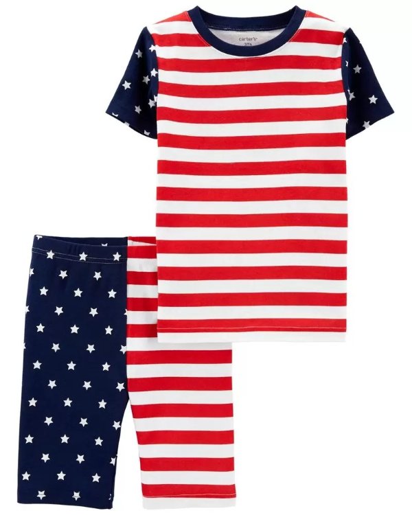 2-Piece American Flag 100% Snug Fit Cotton PJs