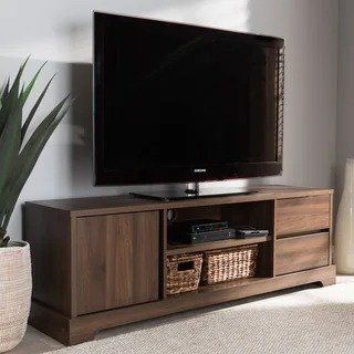 Contemporary Walnut Brown Finished Wood TV Stand by Baxton Studio