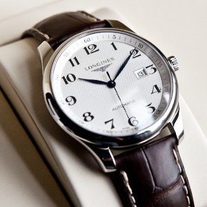 LONGINES Master Collection Silver Dial Brown Alligator Leather Automatic Men's Watch No. L28934783