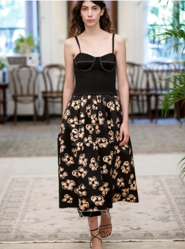 Shirred-bodice floral-print dress | Marina Moscone