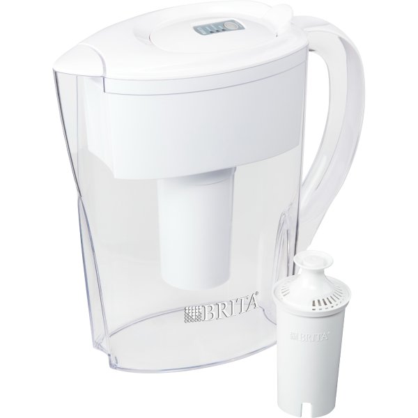 Small Space Saver Water Pitcher with Filter - BPA Free - White - 6 Cup