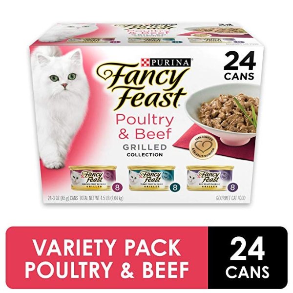 Grilled Poultry & Beef Collection Wet Cat Food Variety Pack - (24) 3 oz. Cans