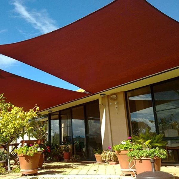 Sun Shade Sail, 8'x10' Terra Rectangle Outdoor Awning Shade Cover 185GSM HDPE UV Block for Patio Shading