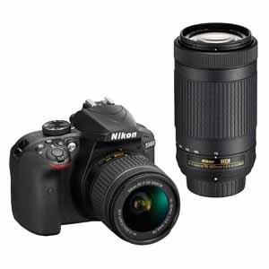 Nikon D3400 Digital SLR Camera with 18-55mm + 70-300mm Lenses
