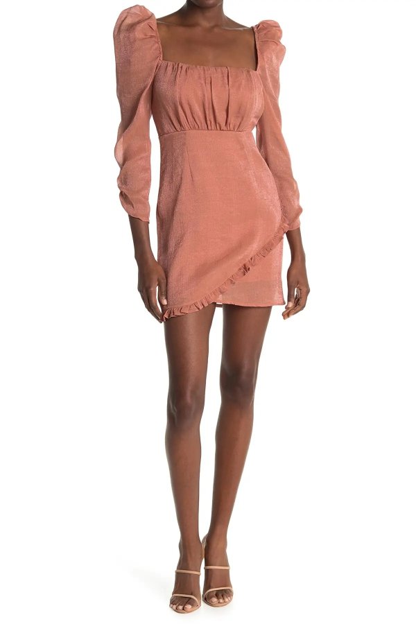 Ruched Bust Puff Sleeve Dress