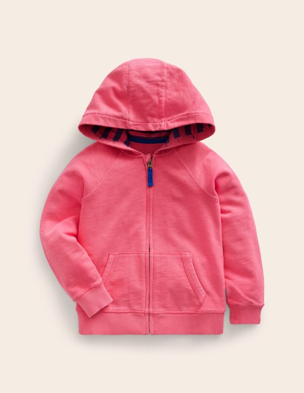 Garment Dye Zip-Through HoodieRose Pink