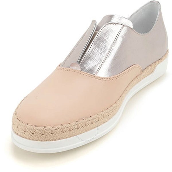Tods Ladies Slip on Sneakers with Mettalic Effect in Light/Metal Gold