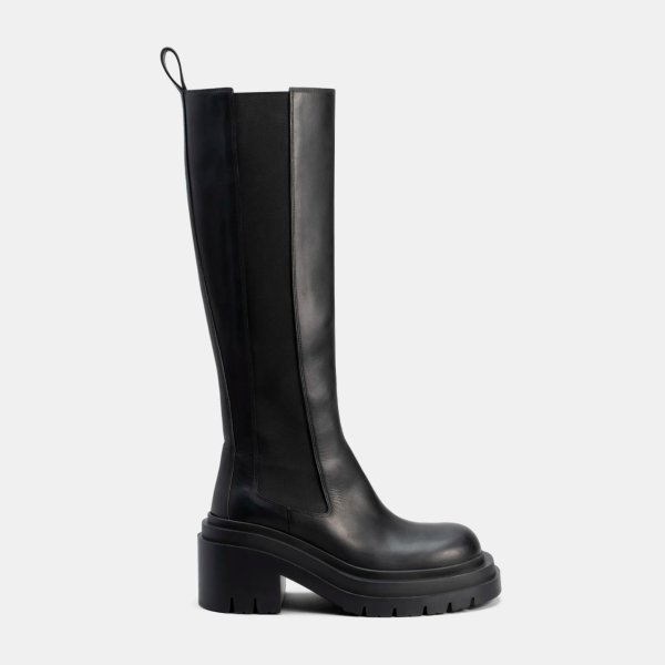 Calfskin Pull-On Military Knee Boots