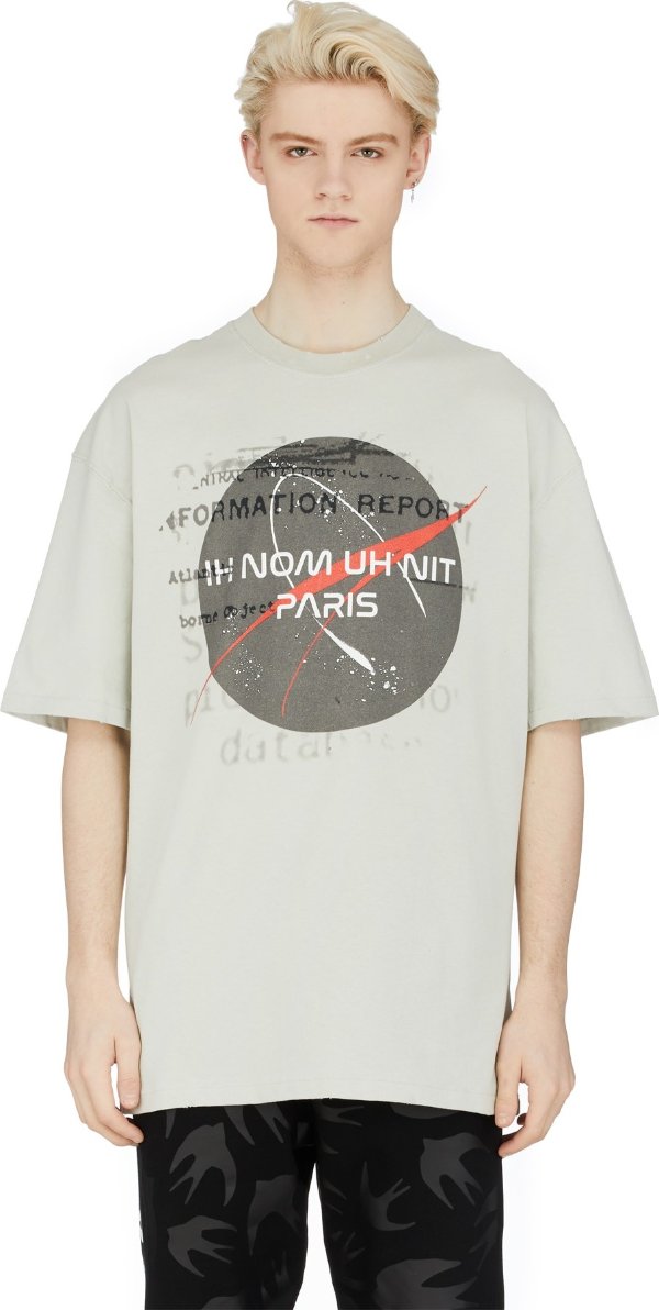 IH NOM UH NIT - Space Logo T-Shirt - Light Grey