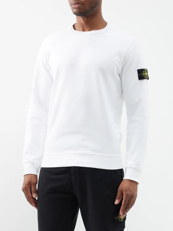 Logo-patch cotton-jersey sweatshirt | Stone Island