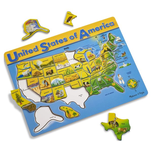 USA Map Wooden Puzzle, 45pc