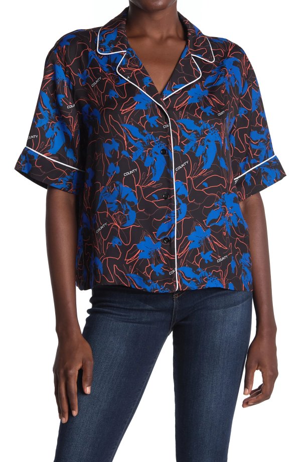 County Floral Contrast Piped Shirt