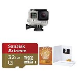GoPro HERO4银色运动摄影机送32GB内存卡和$50 Amazon礼品卡