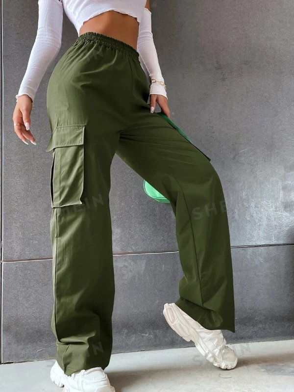 Flap Pocket Side Cargo Pants | SHEIN USA