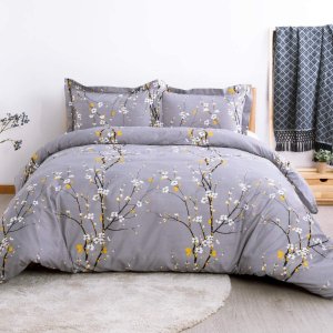 Bedsure Duvet Cover Set with Zipper Closure-Printed Marble Design,Twin