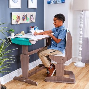 KidKraft Grow Together Pocket Adjustable Desk & Chair Gray Ash