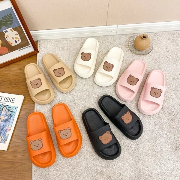 Women's Cute Bear Decor Non-slip Slides, Indoor Eva Soft Sole Home Slippers, Women's Footwear - Clothing, Shoes & Jewelry - Temu