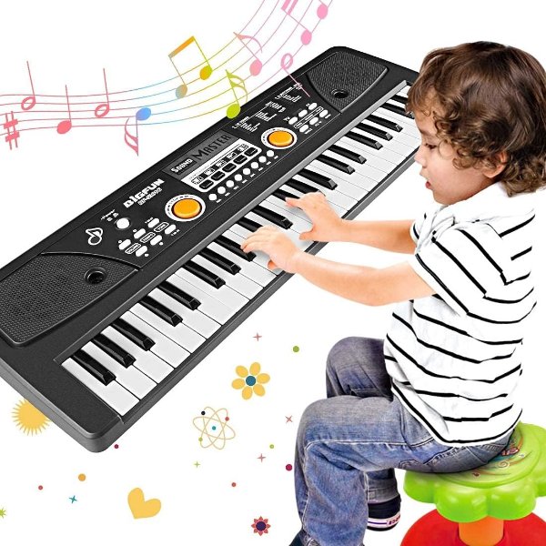 Kids Piano Keyboard, 49 Keys Portable Keyboard Electronic Digital Piano Educational Learning Toy Music Gifts Keyboard Piano for Beginners Kids Girls Boys with Microphone