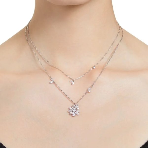 Gema Crystal Flower Pendant Layered Necklace