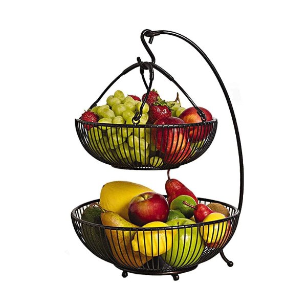 Spindle 2 Tier Fruit Storage Basket with Banana Hook