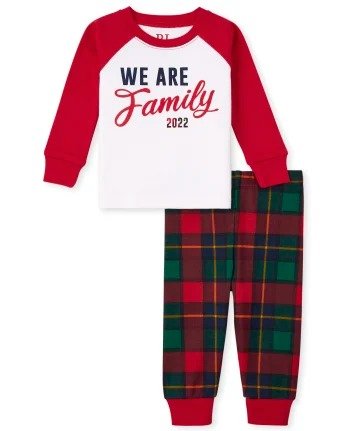 Unisex Baby And Toddler Matching Family Christmas Long Raglan Sleeve 'We Are Family 2022' Snug Fit Cotton Pajamas | The Children's Place - RUBY