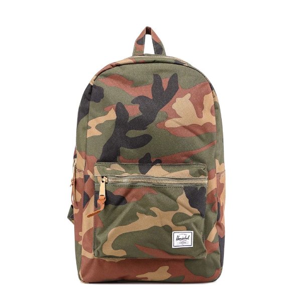 Camouflage Print Logo Patch Backpack