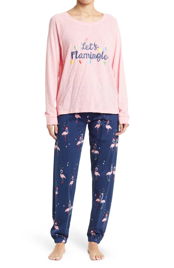 Printed Top & Pants 2-Piece Pajama Set