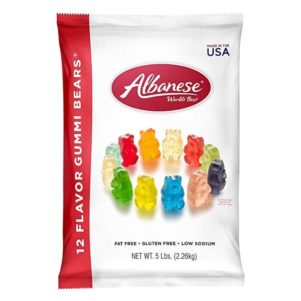 Albanese World's Best Gummi, 12 Flavor Bears, 80 Oz
