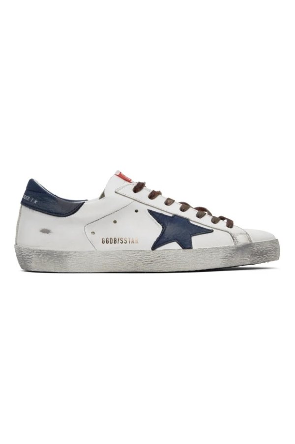 White & Navy Superstar Sneakers