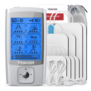 TENKER EMS TENS Unit Muscle Stimulator, 24 Modes Dual Channel Electronic Pulse Massager for Pain Relief