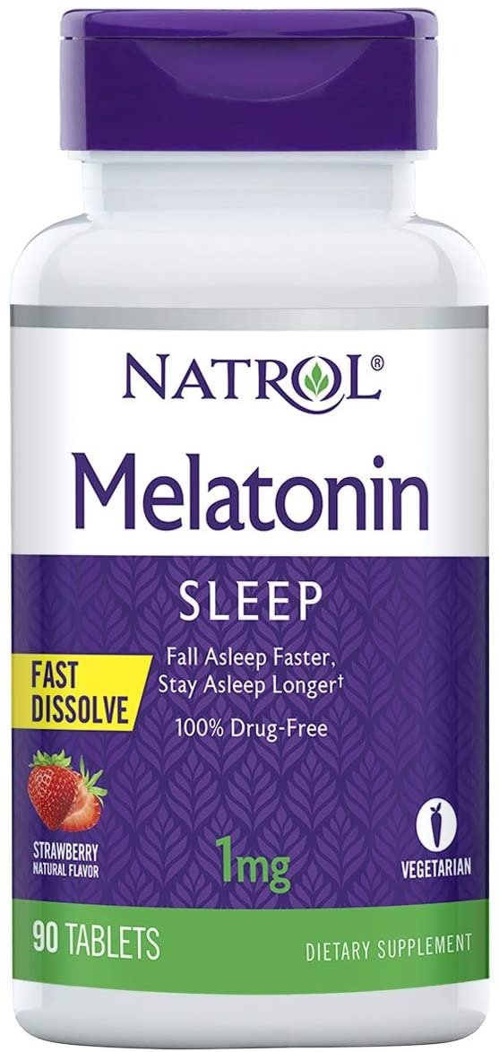 Melatonin Fast Dissolve Tablets, Helps You Fall Asleep Faster, Stay Asleep Longer, Easy to Take, Dissolves in Mouth, Faster Absorption, Maximum Strength, Strawberry Flavor, 1mg, 90 Count