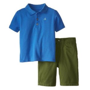 Calvin Klein 男童短袖Polo衫+短裤两件套