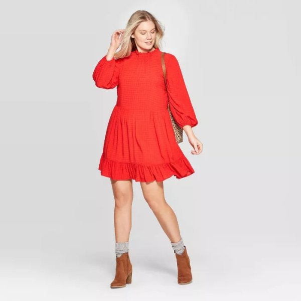 Women's Long Sleeve Mock Turtleneck Babydoll Dress - Universal Thread™