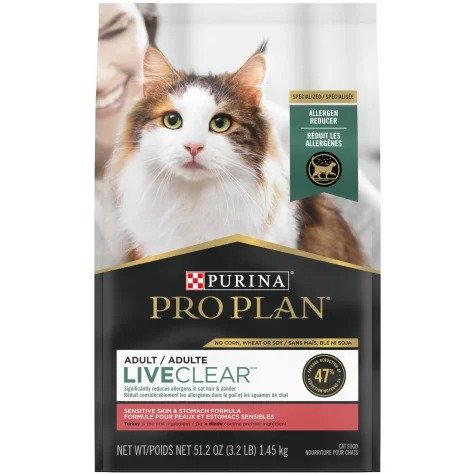 Pro Plan Liveclear Sensitive Skin & Stomach Turkey & Oatmeal Dry Cat Food, 3.2 lbs. | Petco