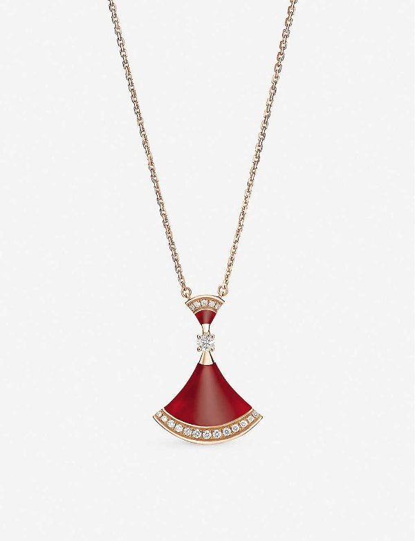 Divas’ Dream 18ct rose-gold, carnelian and diamond necklace