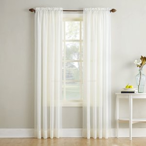No. 918 Erica Crushed Texture Sheer Voile Rod Pocket Curtain Panel, 51" x 63"