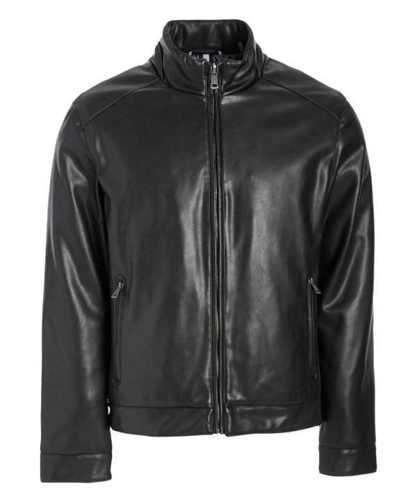 Black Faux Leather Jacket - Men