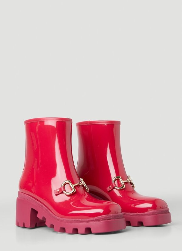 Trip Horsebit Ankle Boots in Red