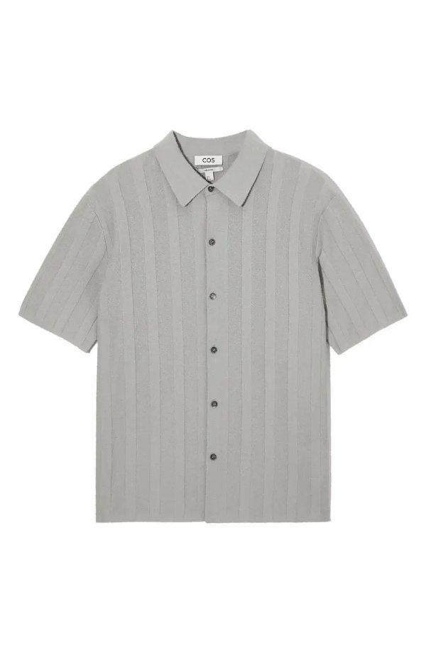 Short Sleeve Button-Up Sweater Shirt