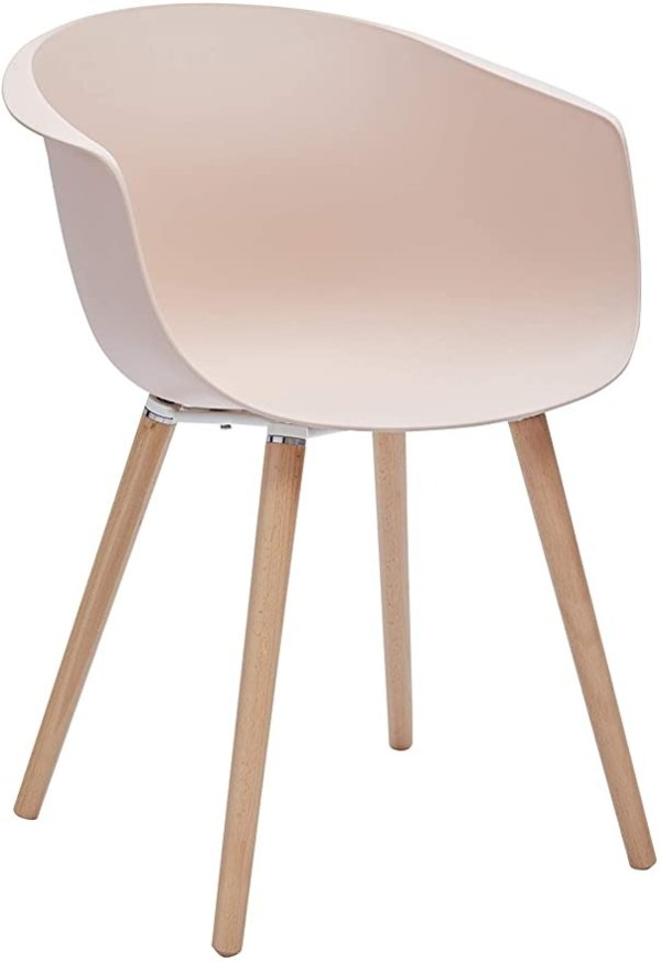 Alva Modern Curved-Back Plastic Dining Chair, 23.2"W, Nude Pink