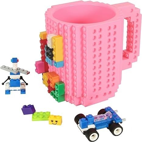 Build-On Brick Coffee Mug, Funny Cup withh DIY Creative Building Blocks  Xmas Present, Novelty Christmas Santa Birthday Gifts for Kids Women Men  with 3